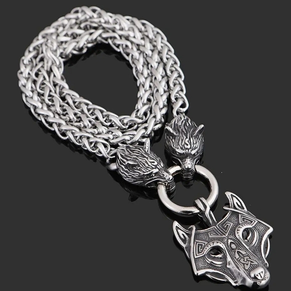 New! MEN'S Nordic Wolf Pendant Necklace. - Picture 4 of 5